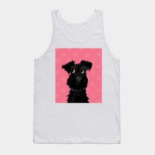 Black Miniature Schnauzer Dog with Pink Daisies Tank Top